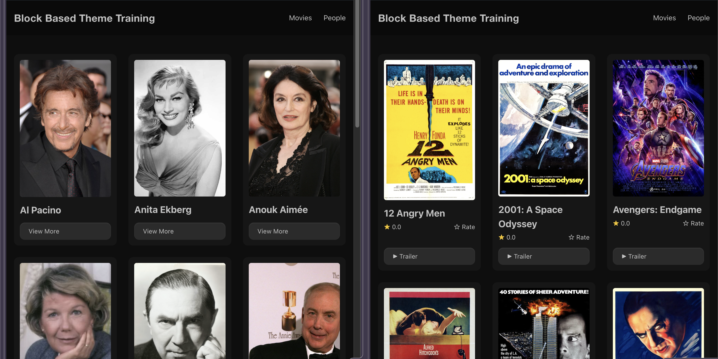 Screenshot of a Movie and Person cards side by side