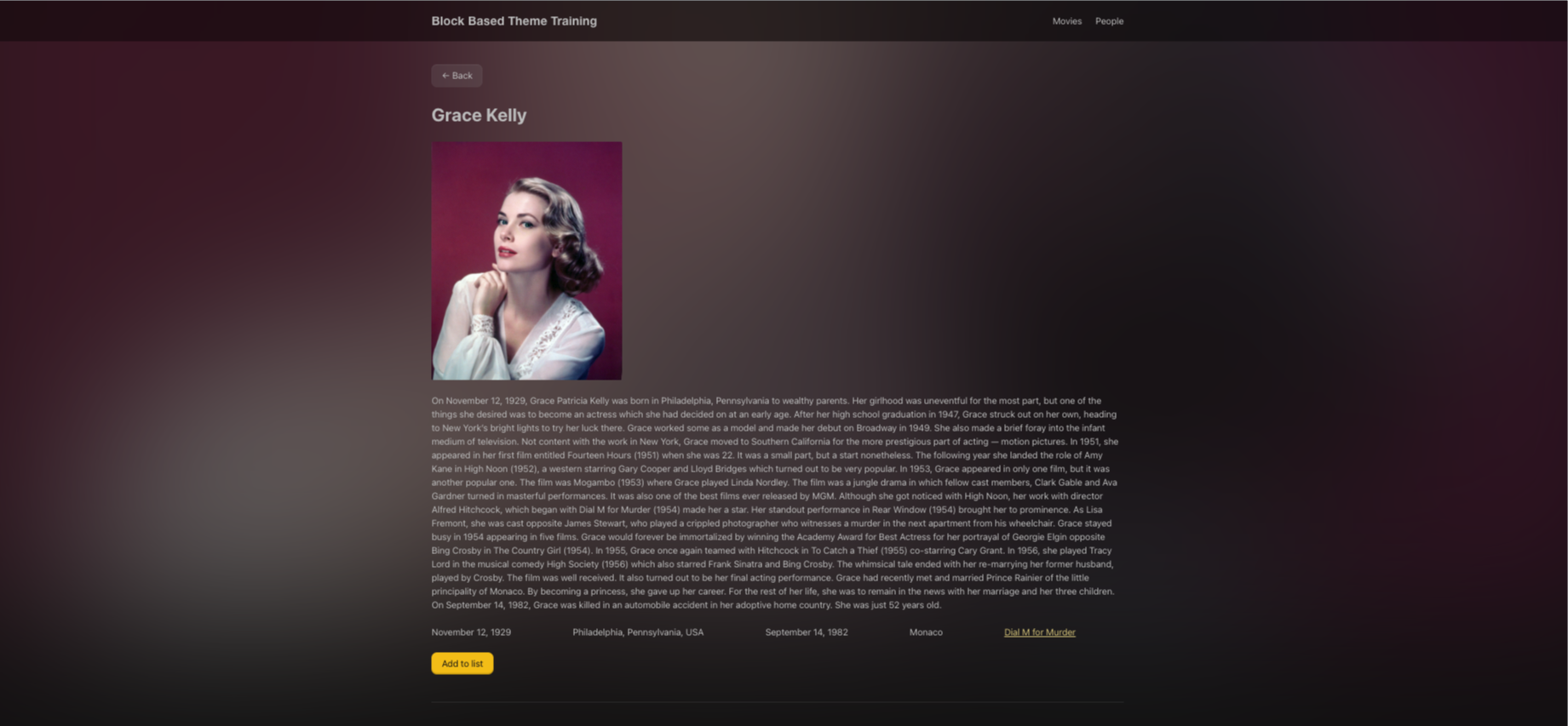 The person single frontend view